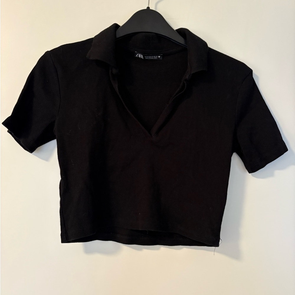 Zara Black Ribbed Top